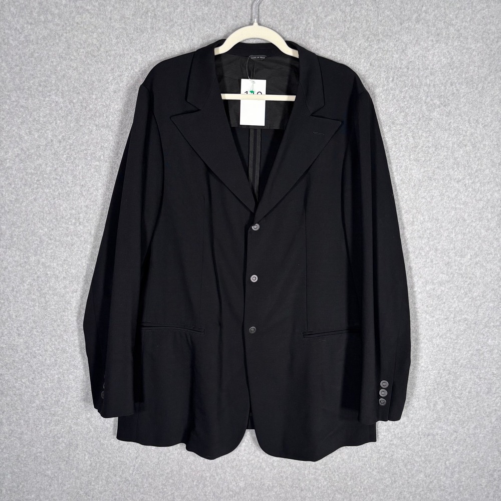 Emporio Armani 100% Wool Blazer Mens 46 Black Tech Fit Snaps Italy Sport Coat